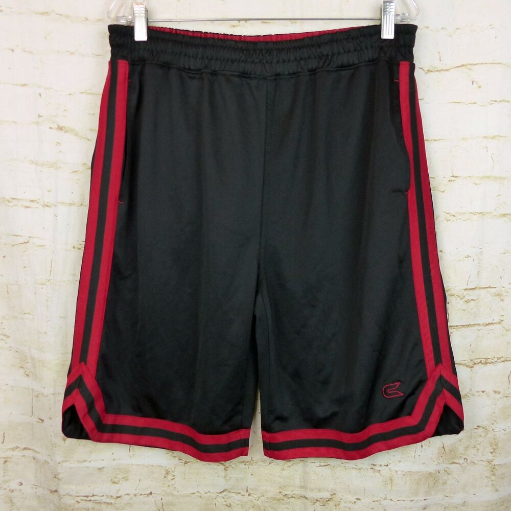 Colosseum Athletics Shorts Mens M 29x10 Black Red Striped Trim Elastic Waist Gym